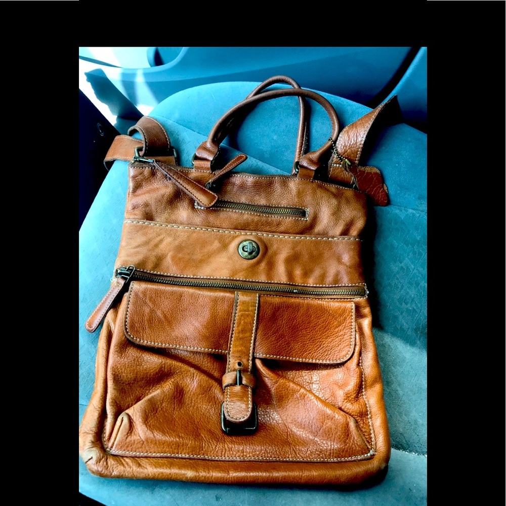 Vintage roots brown leather cross body bag